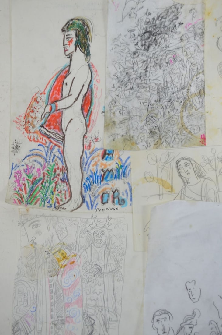 8 PEMBERTON DRAWINGS SOME SIGNED - 5