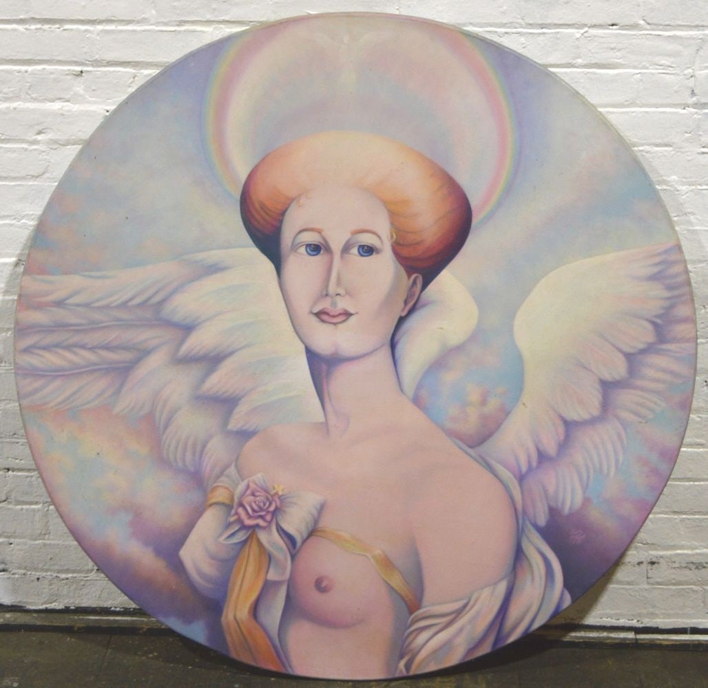 MODERN HOMOEROTIC PAINTING SIGNED: Peter Tripp (NY / American D. 2015). A modernist self portrait painting. The work is acrylic/canvas and is signed. Provenance: Acquired from the artist. Measures: 48" x 48"