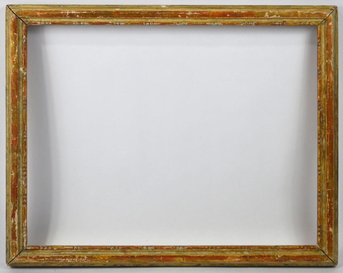 GILTWOOD LOUSI XVI FRAME: A good Louis XVI giltwood and painted frame. Measures: 22 1/2" x 18 1/4" Rabbet: 20 1/2" x 16"