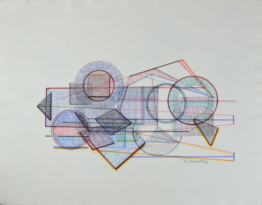 GEOMETRIC ABSTRACT PAINTING SIGNED - 2