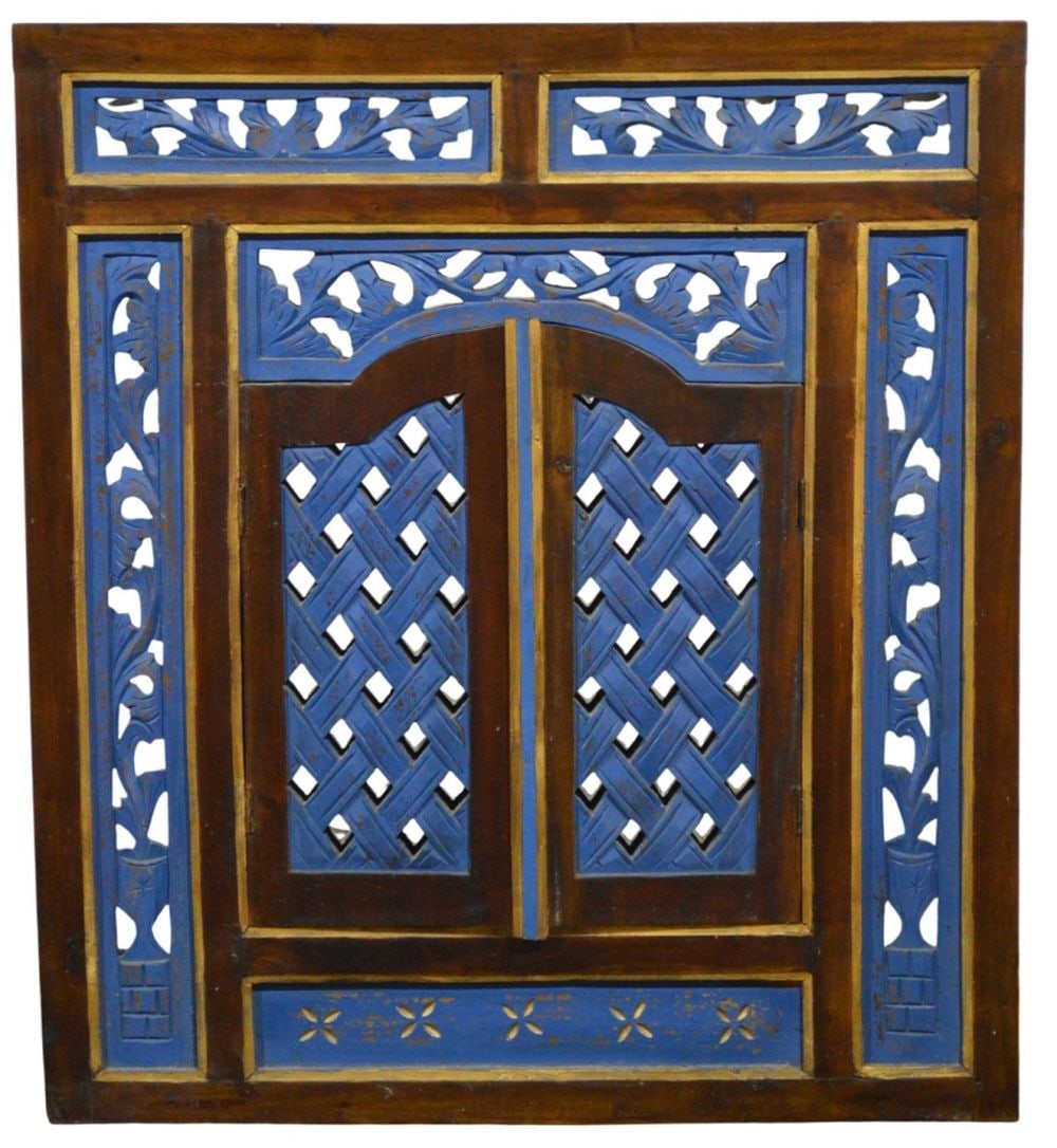 CARVED PIERCED AND PAINTED NILA TYPE MIRROR (1 of 4)
