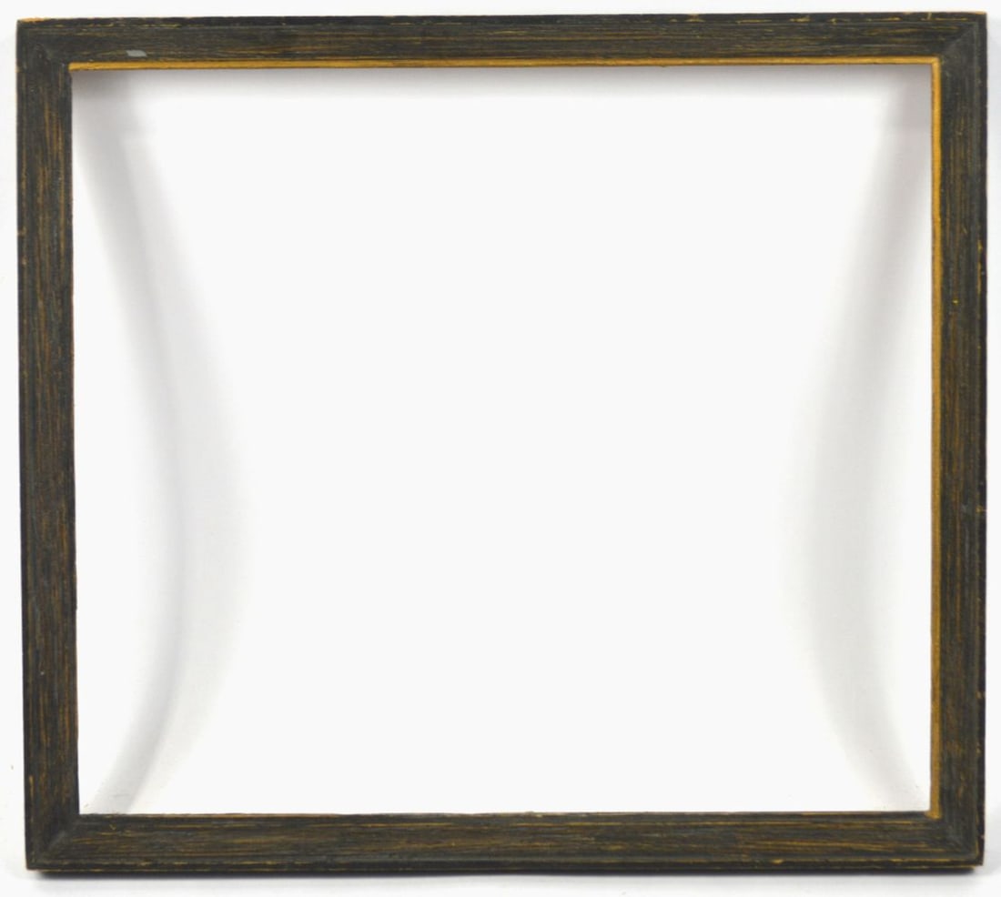 AMERICAN MODERNIST FRAME 14X16: An American modernist frame with charcoal scumbling finish. Measures: 18" x 16 1/4" Rabbet: 16 1/2" x 14 3/4"