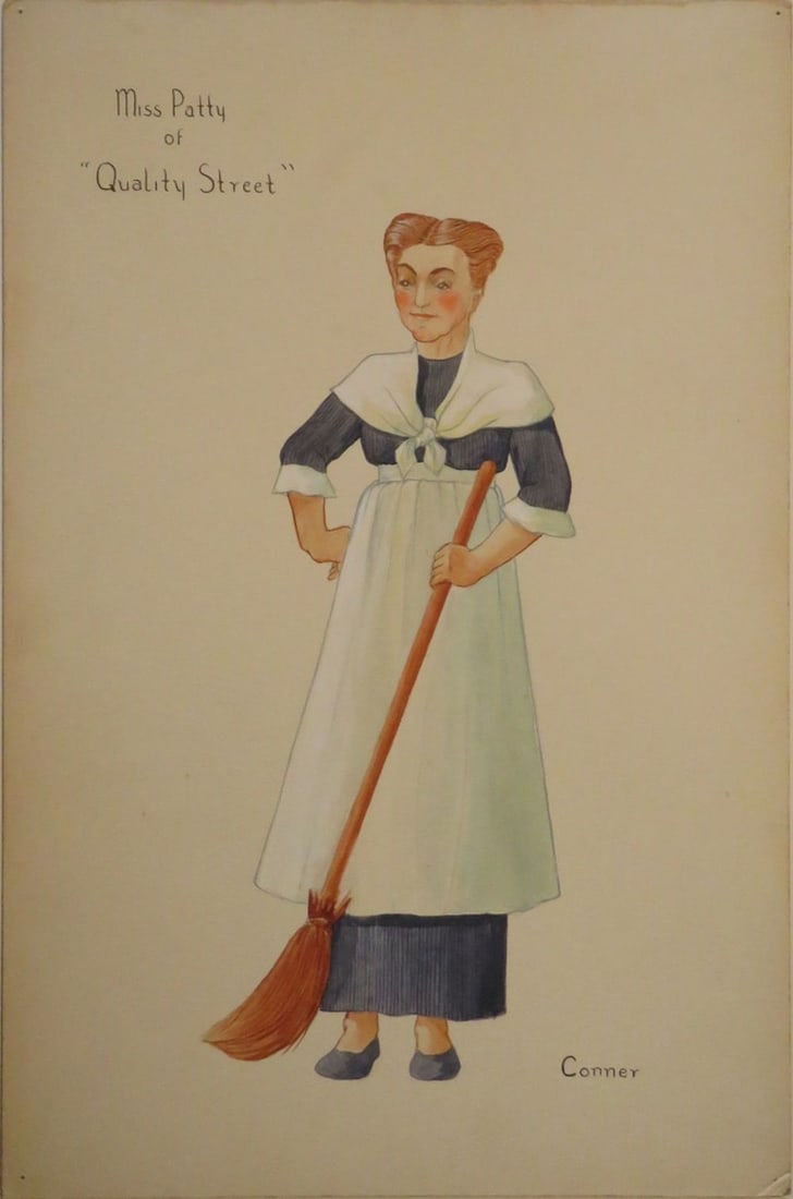 ILLUSTRATION ART COSTUME DESIGN PAINTING: Costume illustration after / circle of Walter Cohick Plunkett (1902-1982). The work is w/c gouache on heavy paper stock. It is titled, and signed. The work appears to be for a costume