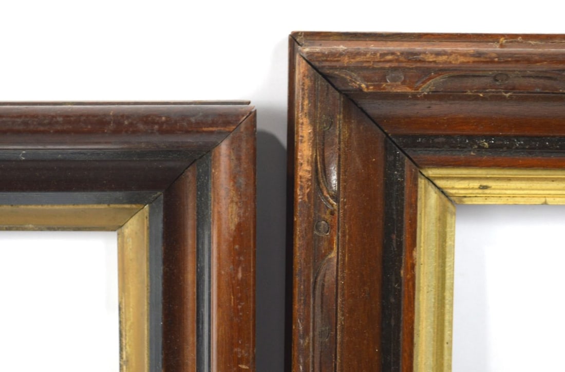 2 ANTIQUE WALNUT FRAMES W GILT INNER EDGES (1 of 4)