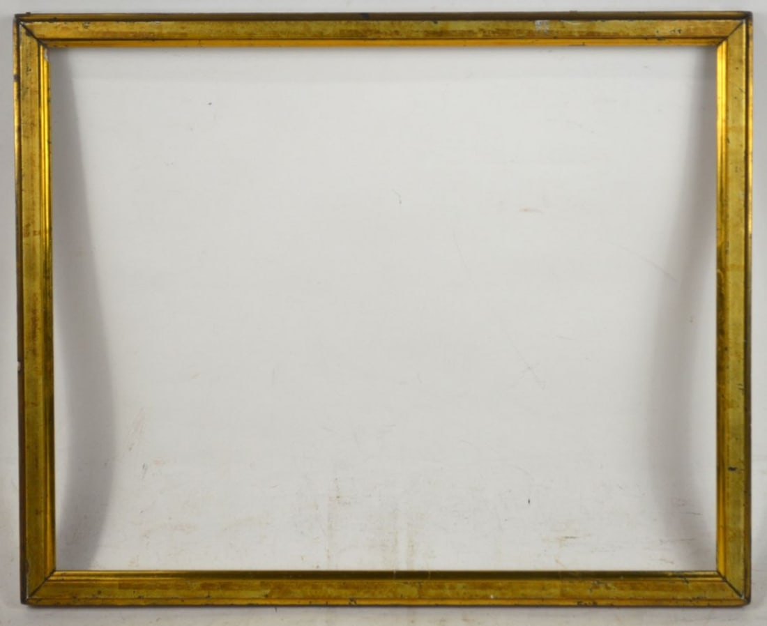 ANTIQUE AMERICAN LEMON GOLD GILTWOOD FRAME: An antique lemon gold giltwood frame. Measures: 18 1/2" x 15 1/8" Rabbet: 17 1/4" x 14"