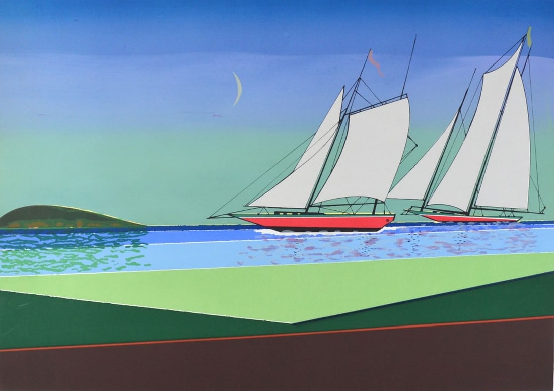 ORIGINAL MODERNIST SAILING SERIGAPH SIGNED - 2