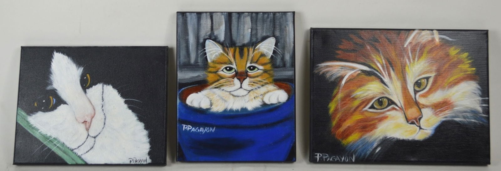 3 ORIGINAL CAT PAINTINGS SIGNED - 2