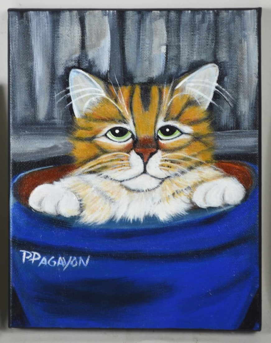 3 ORIGINAL CAT PAINTINGS SIGNED - 3