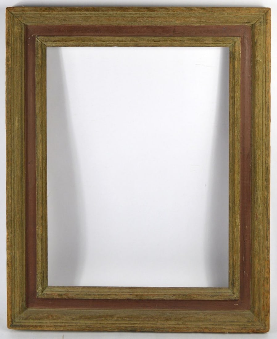 AMERICAN MODERNIST CASSETTA FRAME: An American modernist cassetta frame with an Italian red umber panel finish. Measures: 28" x 23" Rabbet: 22" x 17"