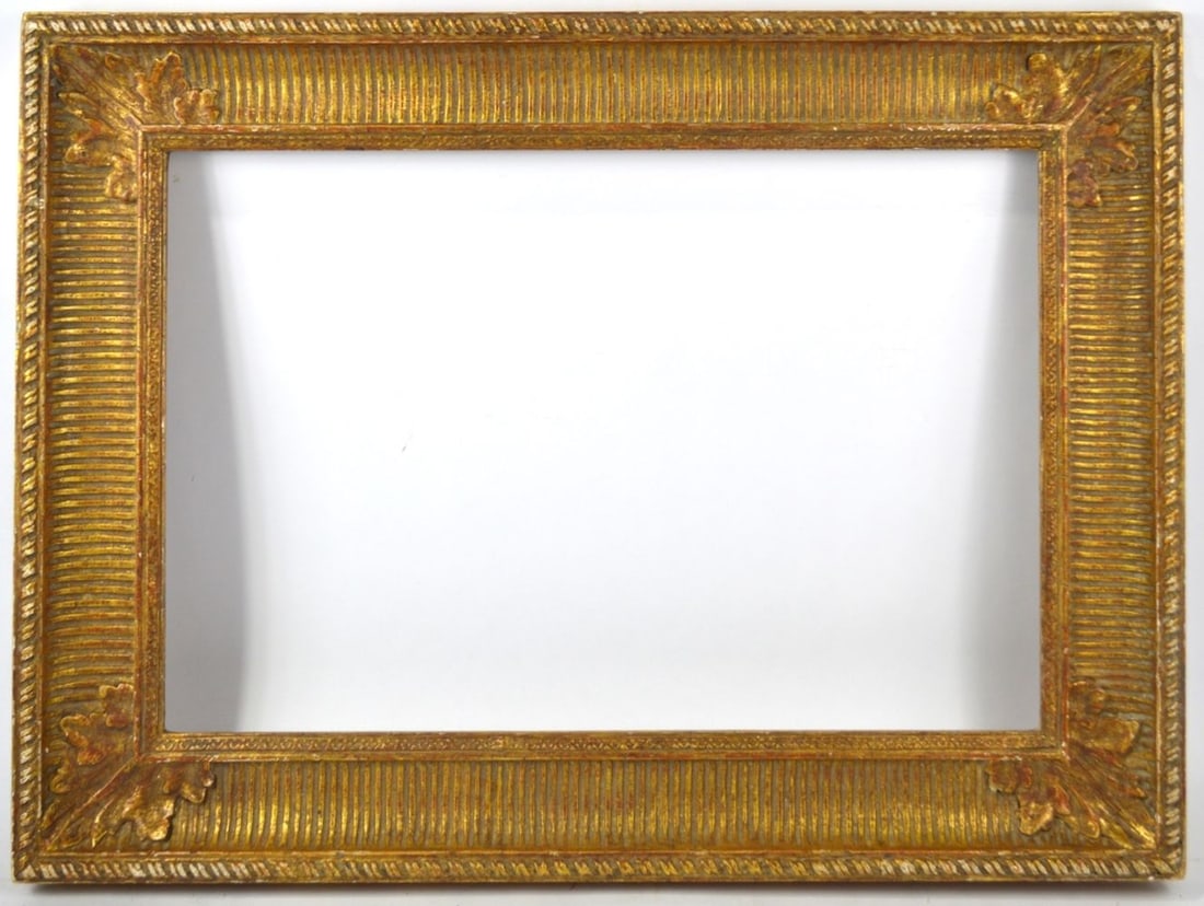 FINE GILTWOOD FLUTED COVE EMPIRE FRAME 16 X 24: A fine Heydenryk French Empire fluted cove giltwood frame. Measures: 31" x 23" Rabbet: 24 1/4" x 16 1/4"