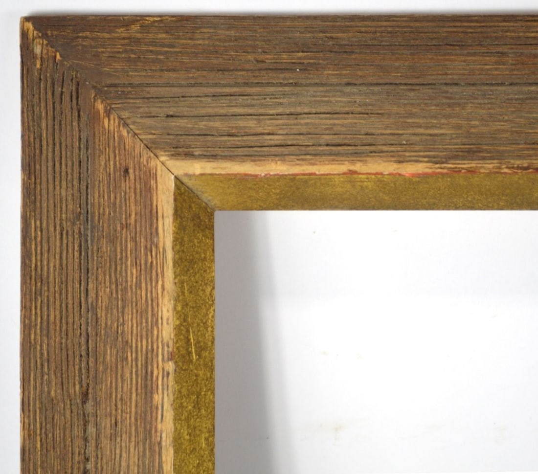 HEYDENRYK AMERICAN MODERNIST GILT EDGE FRAME: A simple, yet elegant, mid century American modernist frame with a gilt angled inner edge, by Heydenryk. Measures: 36" x 27 1/2" Rabbet: 31" x 22 1/2"