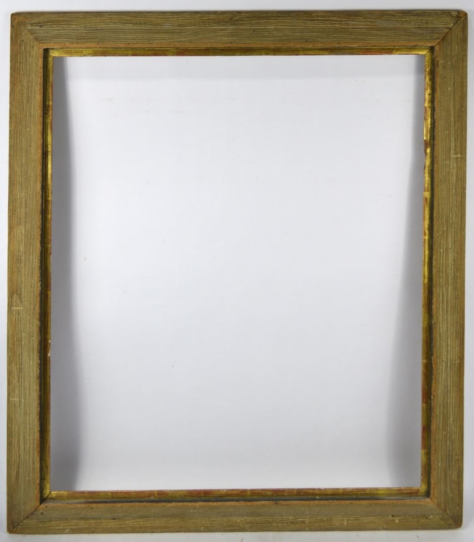 HEYDENRYK MODERNIST FRAME: A simple, yet elegant, mid century American modernist frame with a gilt and ebonized inner edge, by Heydenryk. Measures: 35" x 31 1/4" Rabbet: 30" x 26 1/4"
