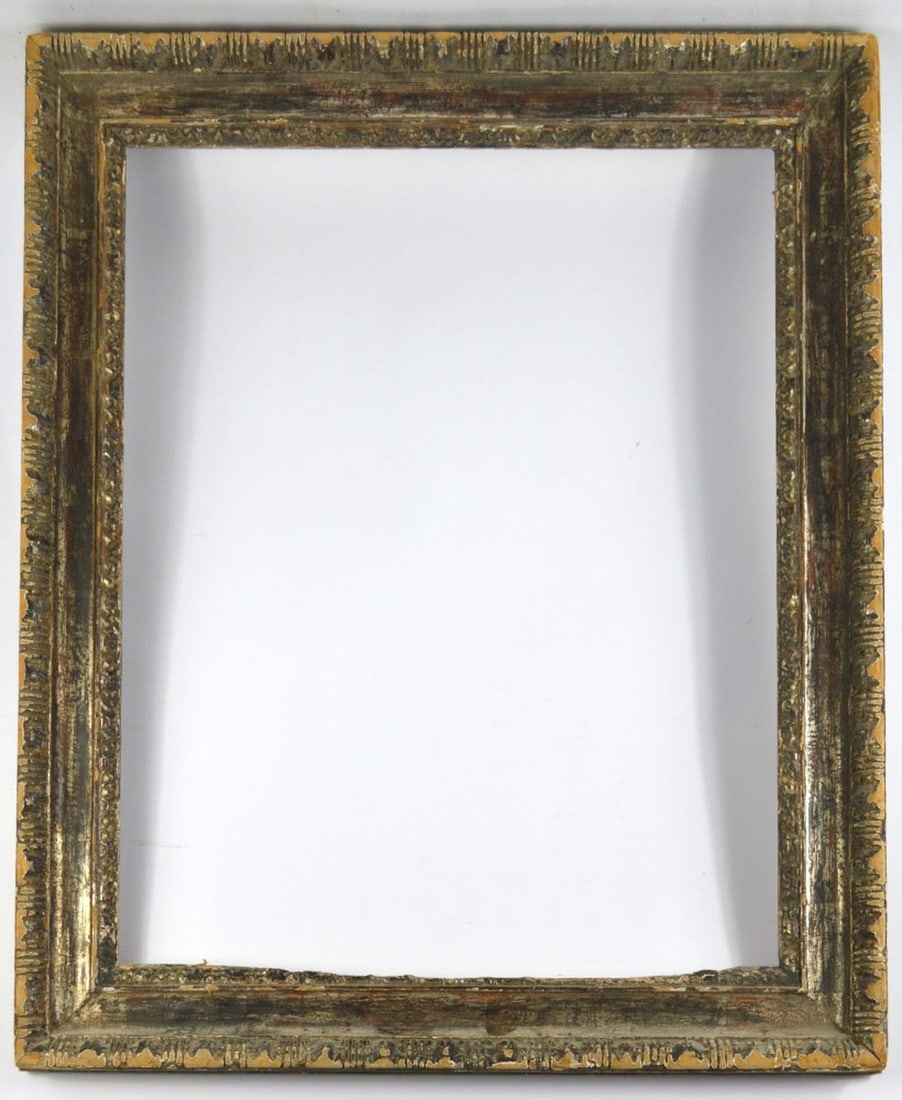 SALVATOR ROSA SILVER GILTWOOD FRAME: A Salvator Rosa frame with a good Italian silver giltwood antique finish. Measures: 29" x 25" Rabbet: 24" x 20"