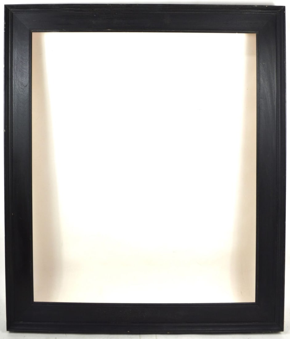 MODERNIST PLEIN AIR CASSETTA GALLERY FRAME: A large, black, hand crafted, modernist cassetta / plein air gallery frame. Measures: 41 1/4" x 35 1/4" Rabbet: 35 1/4" x 29"