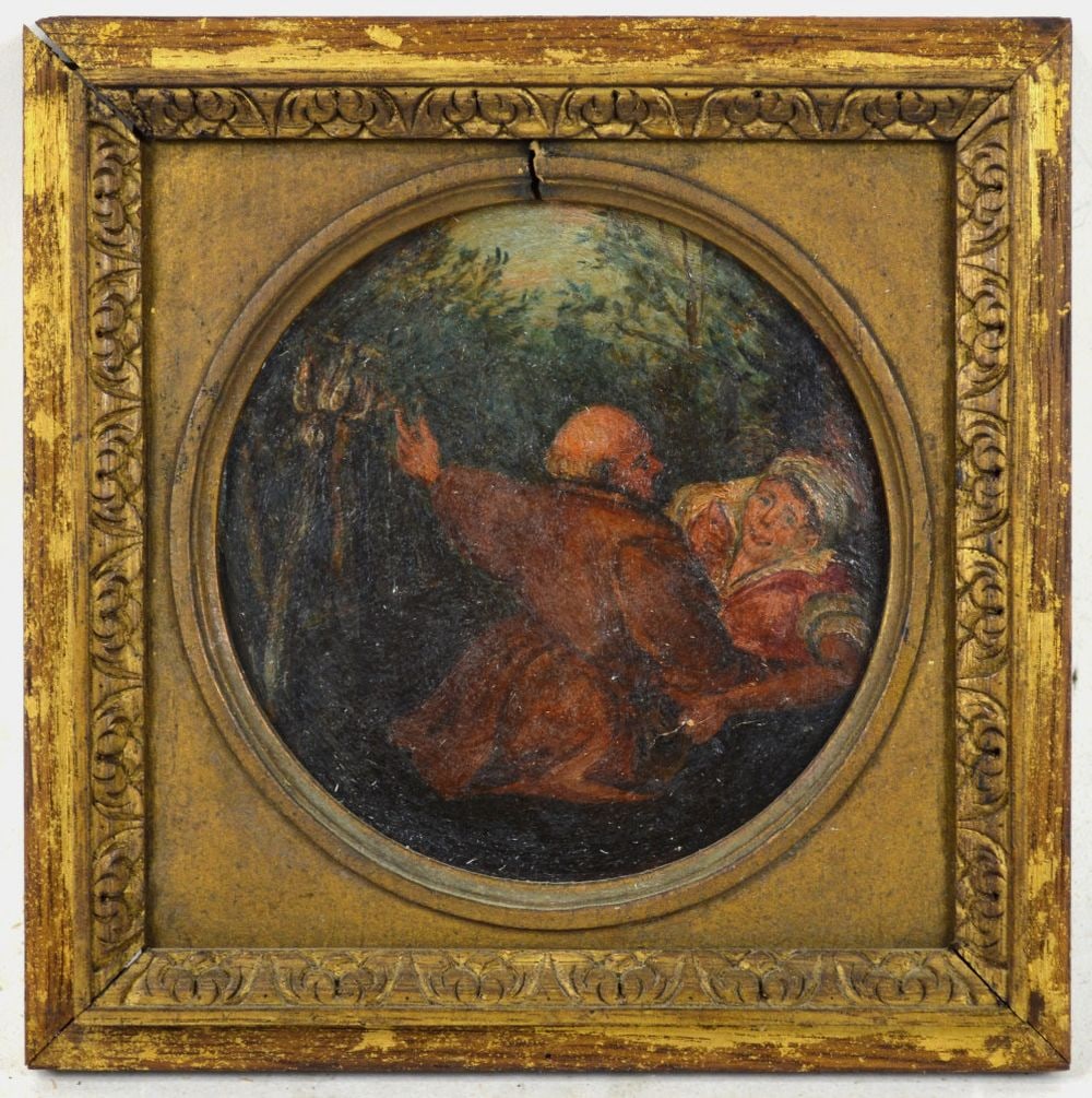 ANTIQUE MINIATURE PAINTING GILT FRAME (1 of 4)