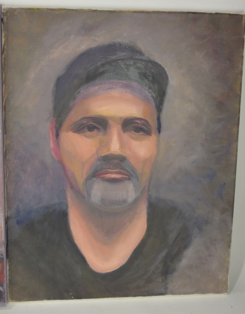 3 PORTRAIT PAINTINGS: A lot of 3 modern portrait paintings. 2 are oil/canvas- 1 is oil/canvas board. Measures: 20" x 16"