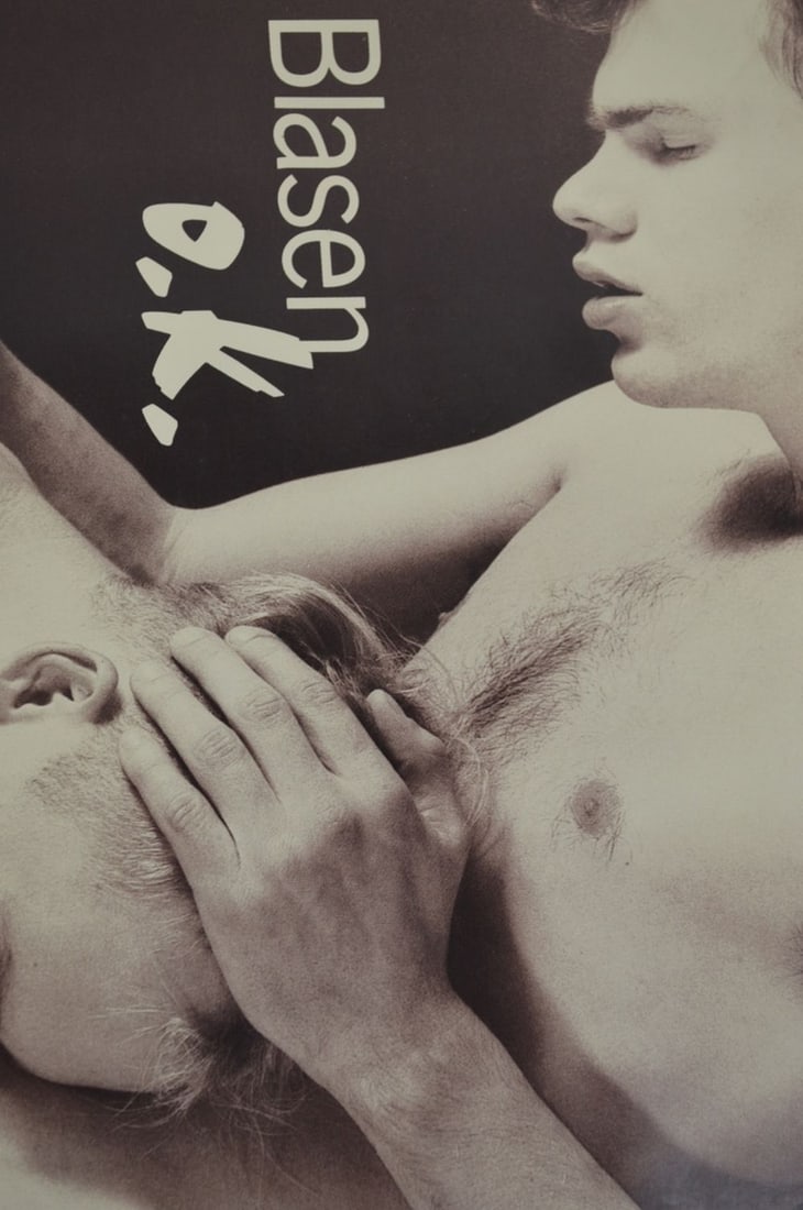 VINTAGE 1980'S GERMAN HIV / AIDS AWARENESS POSTER: A circa 1980's HIV / AIDS prevention / awareness poster. Note: This was a publicly displayed public health and awareness related poster. Measures: 26 3/4" x 19"