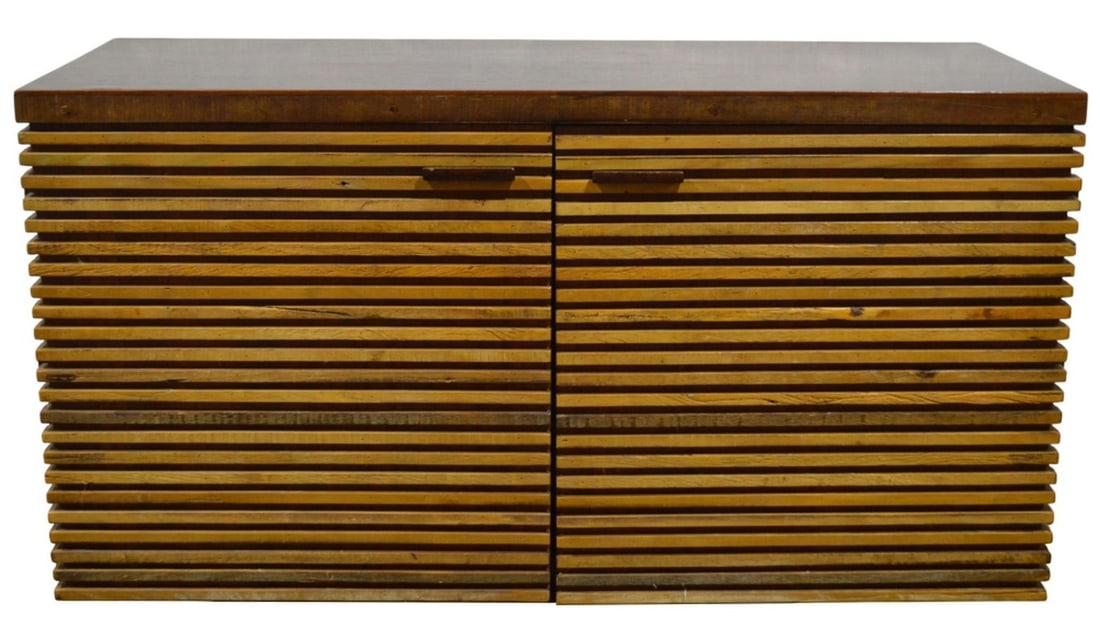WEST ELM MID CENTURY MODERN CREDENZA: A very good modernist credenza, attributed to West Elm. Measures: 26" x 50" x 19 3/4"