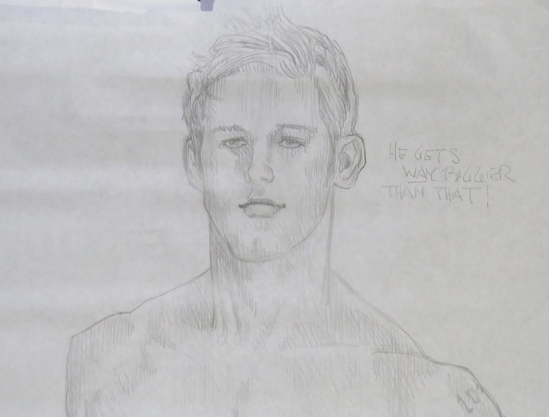 2 MEN HOMOEROTIC DRAWING - 4