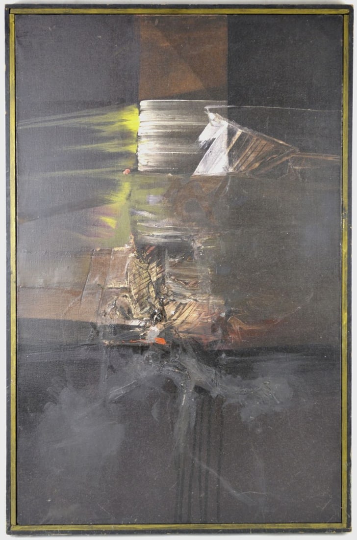 ITALIAN MODERNIST ABSTRACT PAINTING SIGNED: Fausto Bronchi (IT 1938-1998). A modern, abstract painting with areas of thick impasto. The work is oil/canvas and is presented in a simple artist type frame. The work is signed and titled,