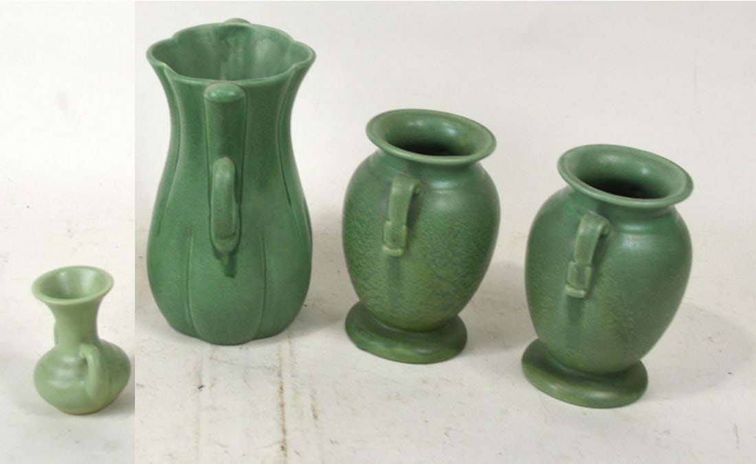 VINTAGE POTTERY LOT: 3 Pieces One marked Redwing, others unmarked. Measures: Largest 7 1/2" x 4 1/2" x 5"