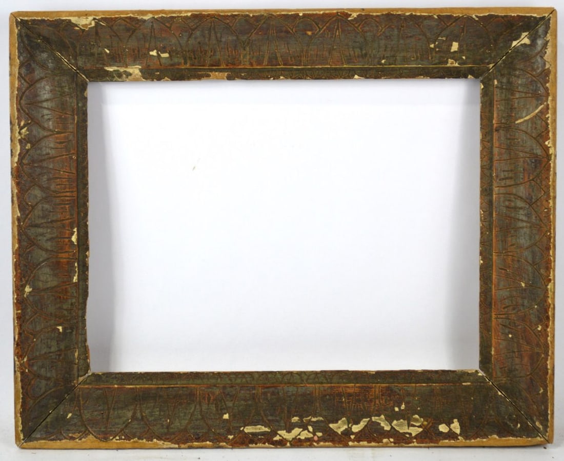 ITALIAN EMPIRE / VENETIAN FRAME: An Italian empire / Venetian cove frame with an incised design and an umber/silver gilt finish. Measures: 21 1/4" x 17 1/4" Rabbet: 16 1/4" x 12 1/4"