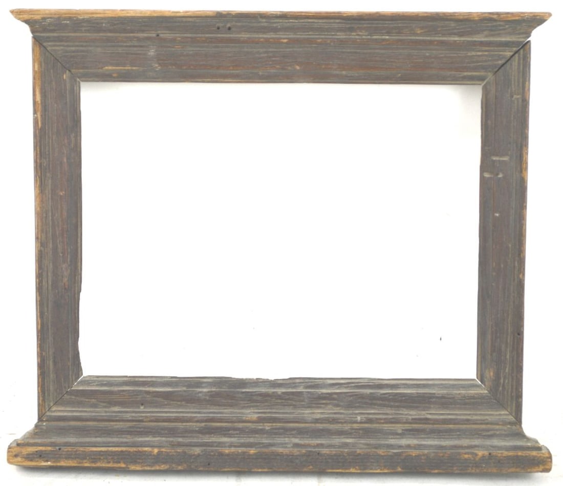 HEYDENRYK TABERNACLE FRAME: A wormy chestnut American tabernacle frame. Measures: 11 1/4" x 13 3/8" Rabbet: 7 7/8" x 10 3/8"