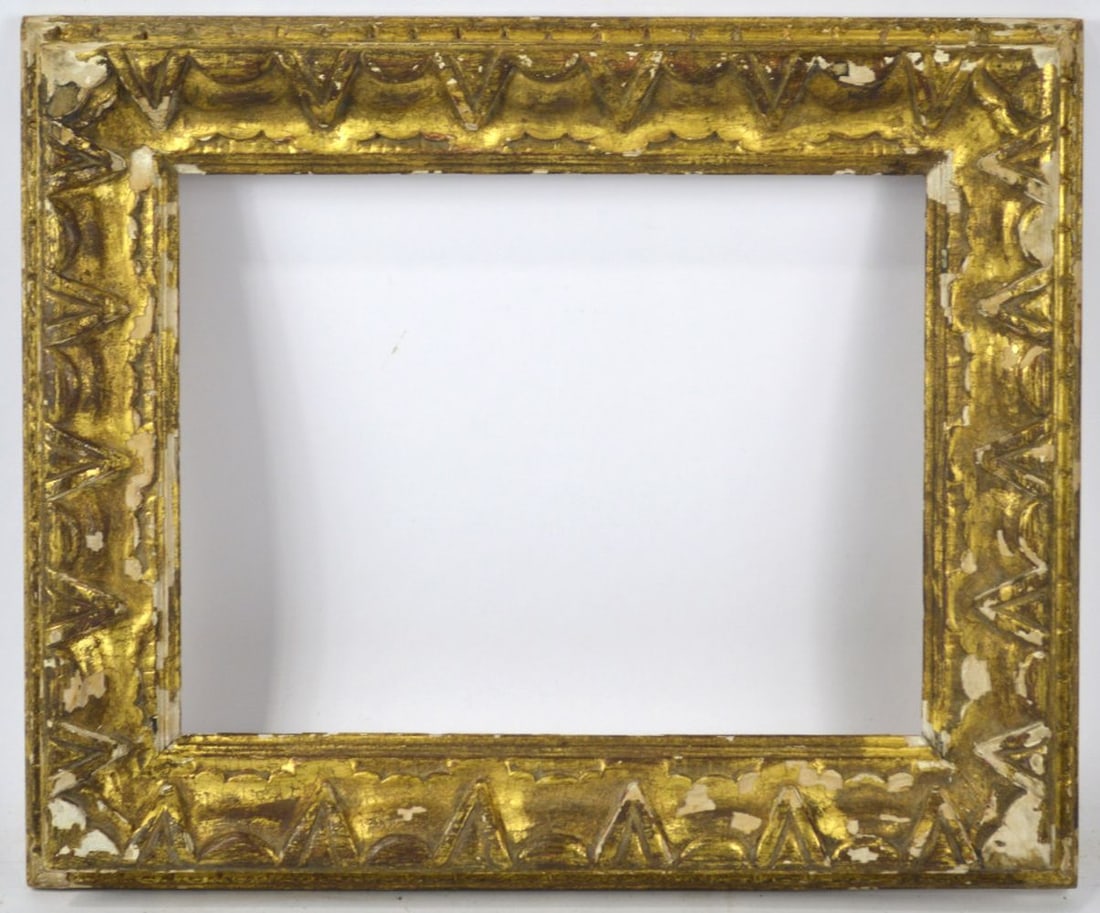 FRENCH ROCOCO GILTWOOD FRAME: A beautiful example of a nicely carved French Rococo (17th/18th C design) giltwood frame. Measures: 22" x 18" Rabbet: 16 1/4" x 12 1/2"