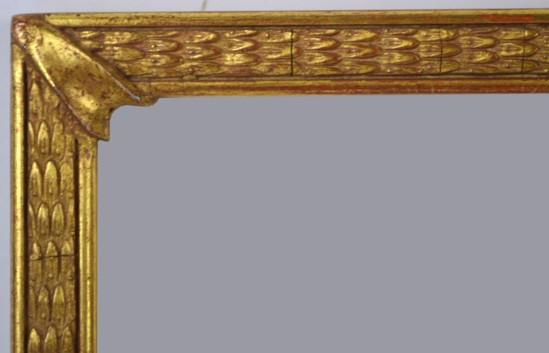 AMERICAN ARTS & CRAFTS GILT FRAME: A very nicely executed American Arts & Crafts / Art Nouveau transition frame. Measures: 10 1/4" x 10" Rabbet: 9 1/2" x 9 1/4"