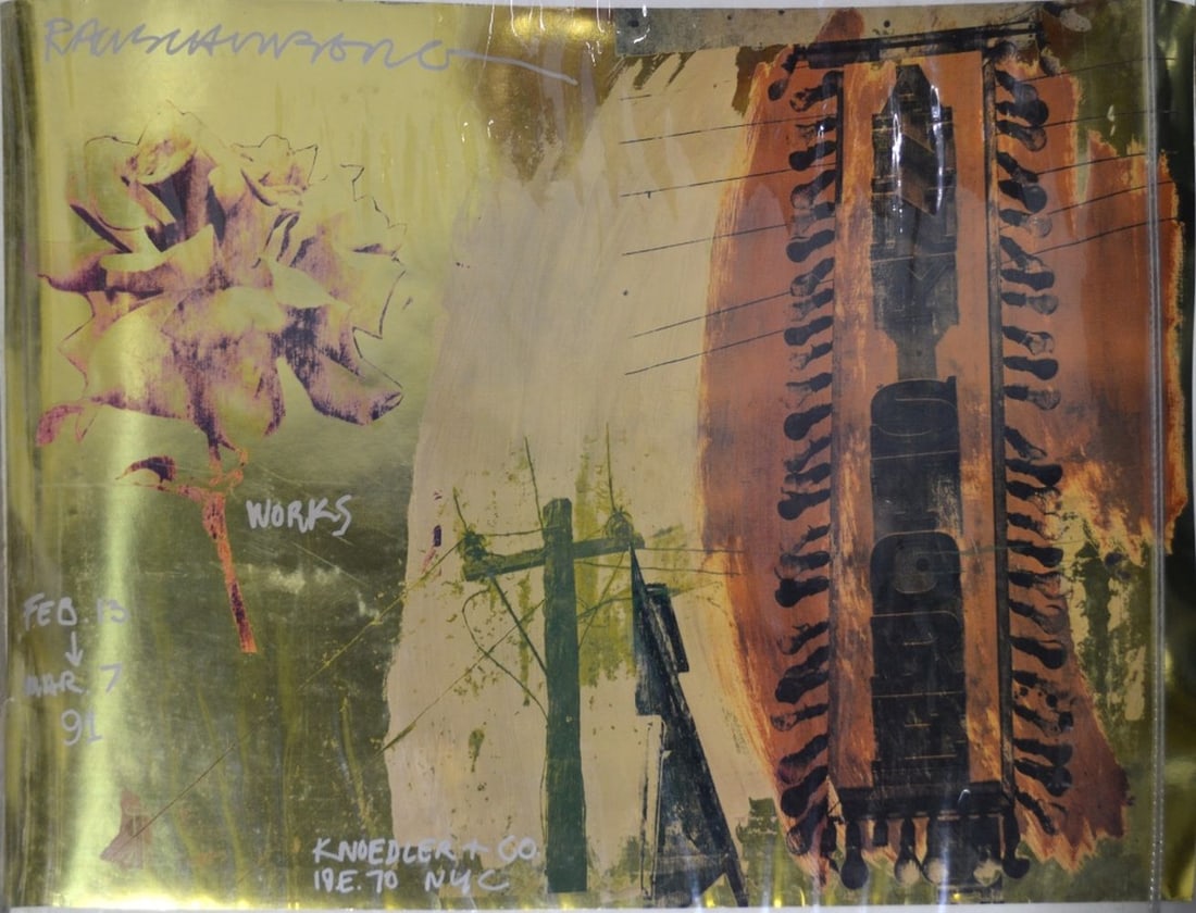 RAUSCHENBERG EXHIBITION POSTER: Robert Rauschenberg, American 1925-2008, Exhibition Poster, Knoedler Gallery, ca. 1991 Measures; 26 1/2 X 39 1/2"