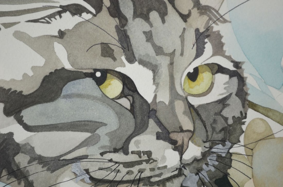 FELINE PAINTING SIGNED - 4