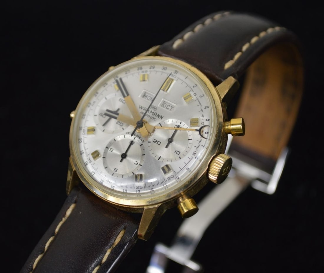 WAKMANN TRIPLE CHRONOGRAPH WATCH BREITLING STRAP (1 of 8)