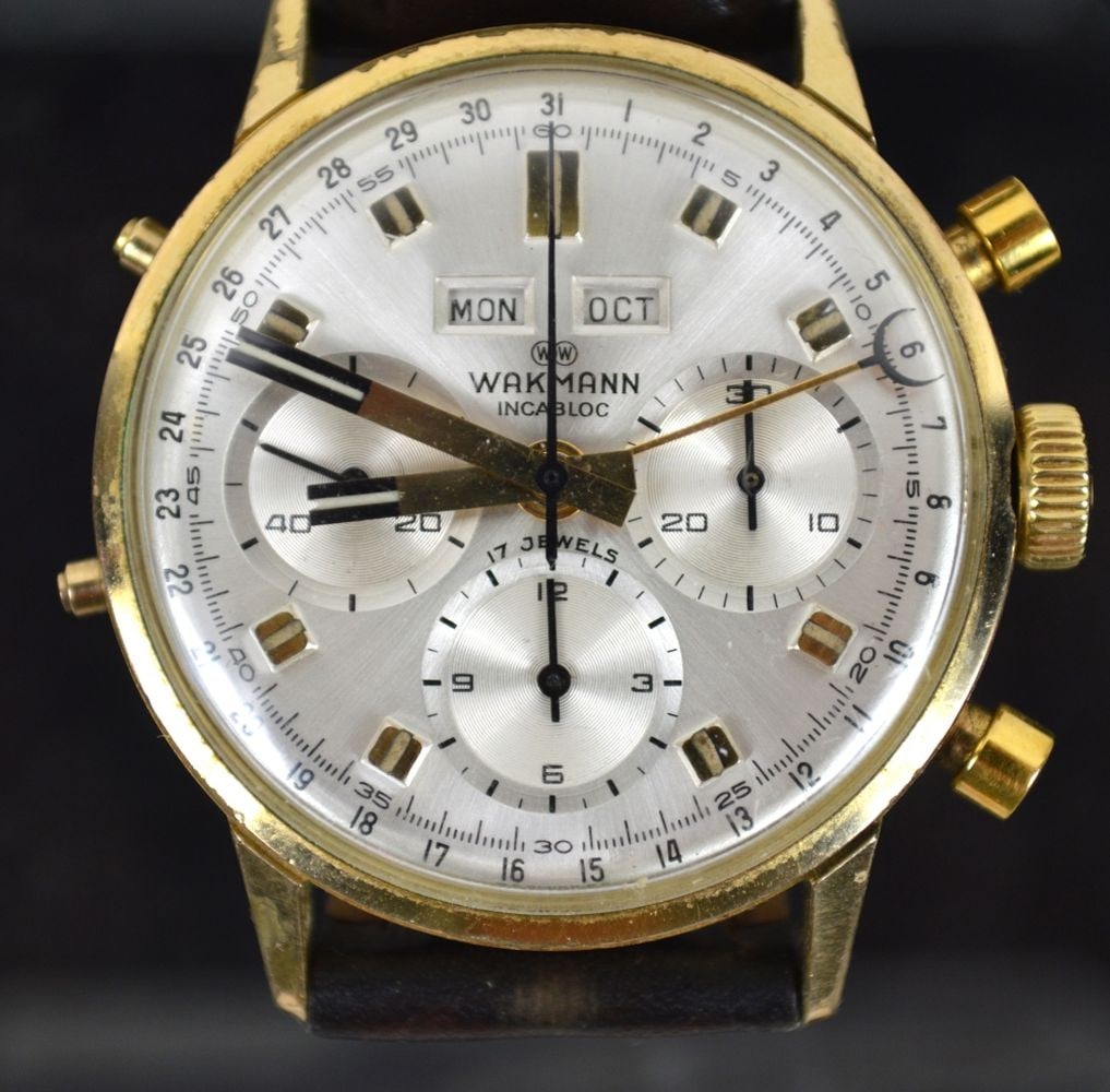 WAKMANN TRIPLE CHRONOGRAPH WATCH BREITLING STRAP - 2