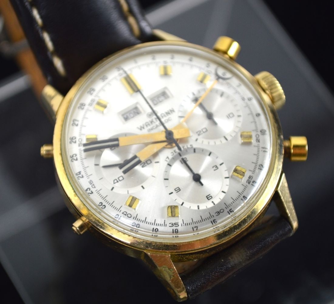 WAKMANN TRIPLE CHRONOGRAPH WATCH BREITLING STRAP - 3