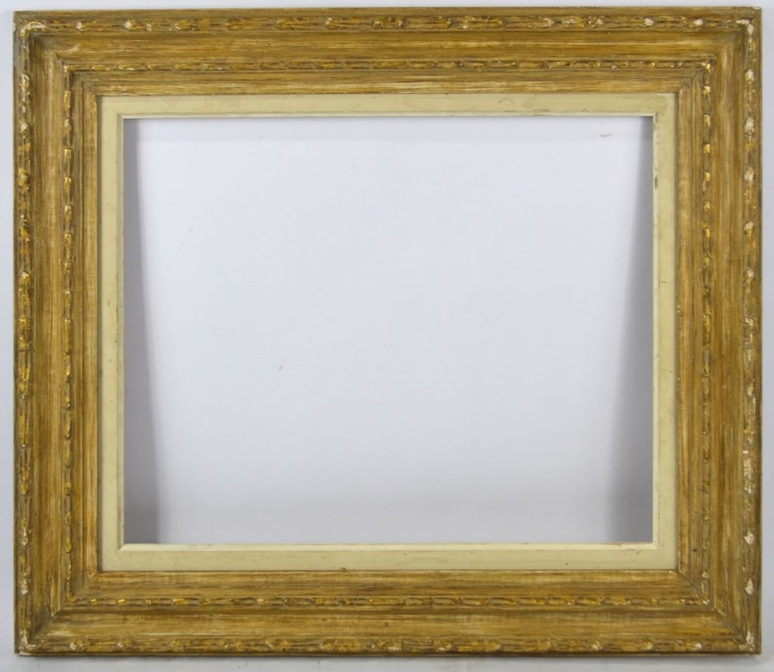 HEYDENRYK CARVED & GILTWOOD FRAME: A finely carved and giltwood Heydenryk (label verso) frame. Measures: 28 1/4" x 24 1/4" Rabbet: 21 1/8" x 17 1/8"