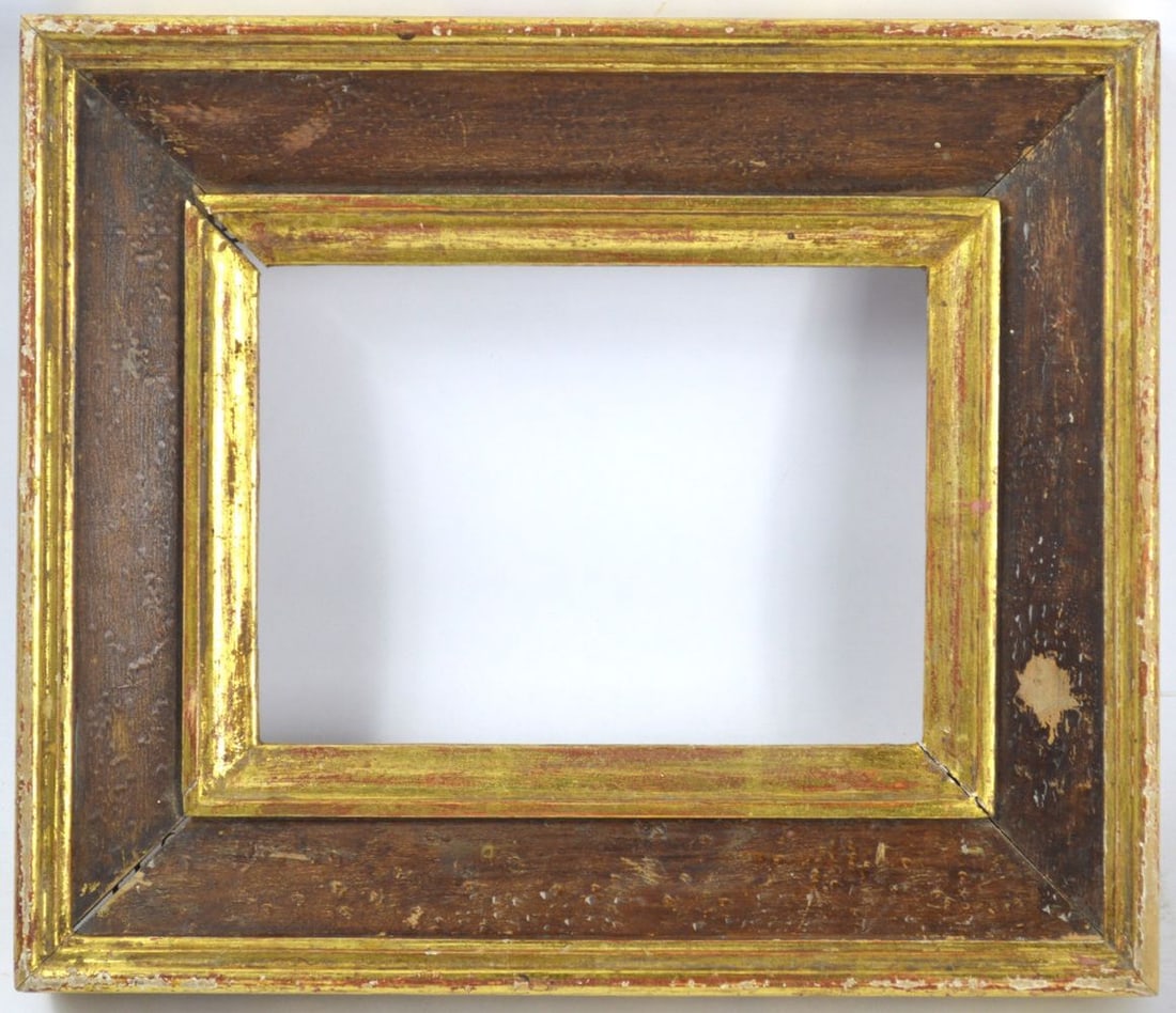 FINE GILTWOOD FRAME: A well made frame with giltwood inner liner and outer edge with an inclined monochrome panel. Measures: 13 3/4" x 11 /34" Rabbet: 8 1/2' x 6 1/2"