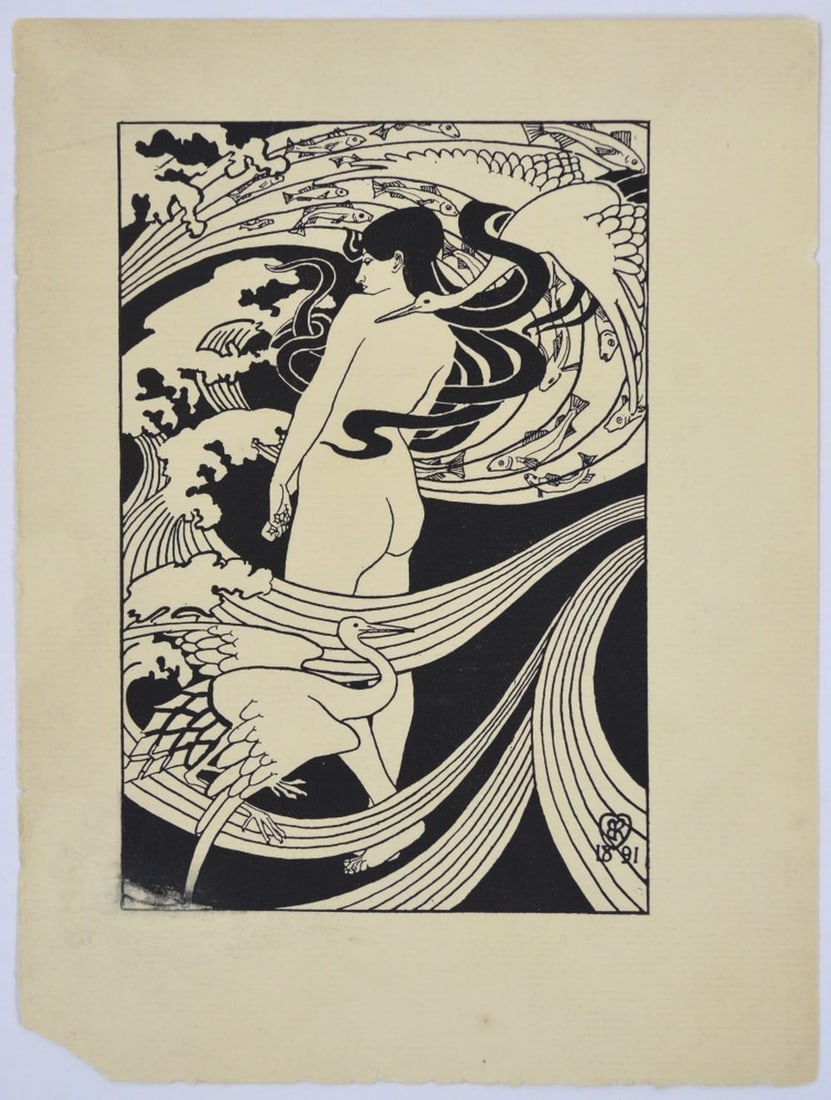 ROBERT BURNS 1869-1941 NATURA NATURANS: Robert Burns, HRSA, RSE (1869-1941). A rate original pring of Burns' work from the publication Natura Naturans. A good early impression on laid paper with deckled edges to bottom. Provenance: From a