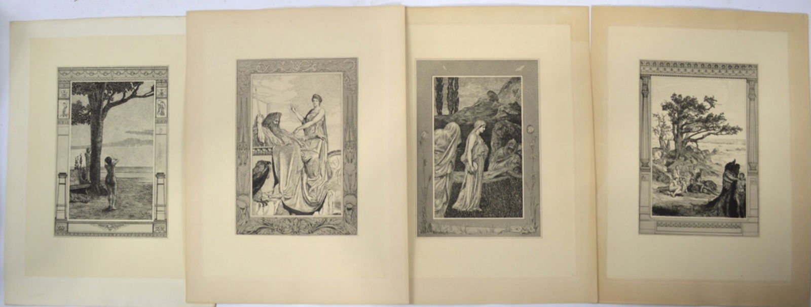 4 MAX KLINGER ETCHINGS AMOR UND PSYCHE: Max Klinger (German 1857-1920). 4 etchings take from Klinger's "Amor Und Psyche" originally published in 1880. Printed on heavy laid paper. Provenance: From a distinguished private collection of