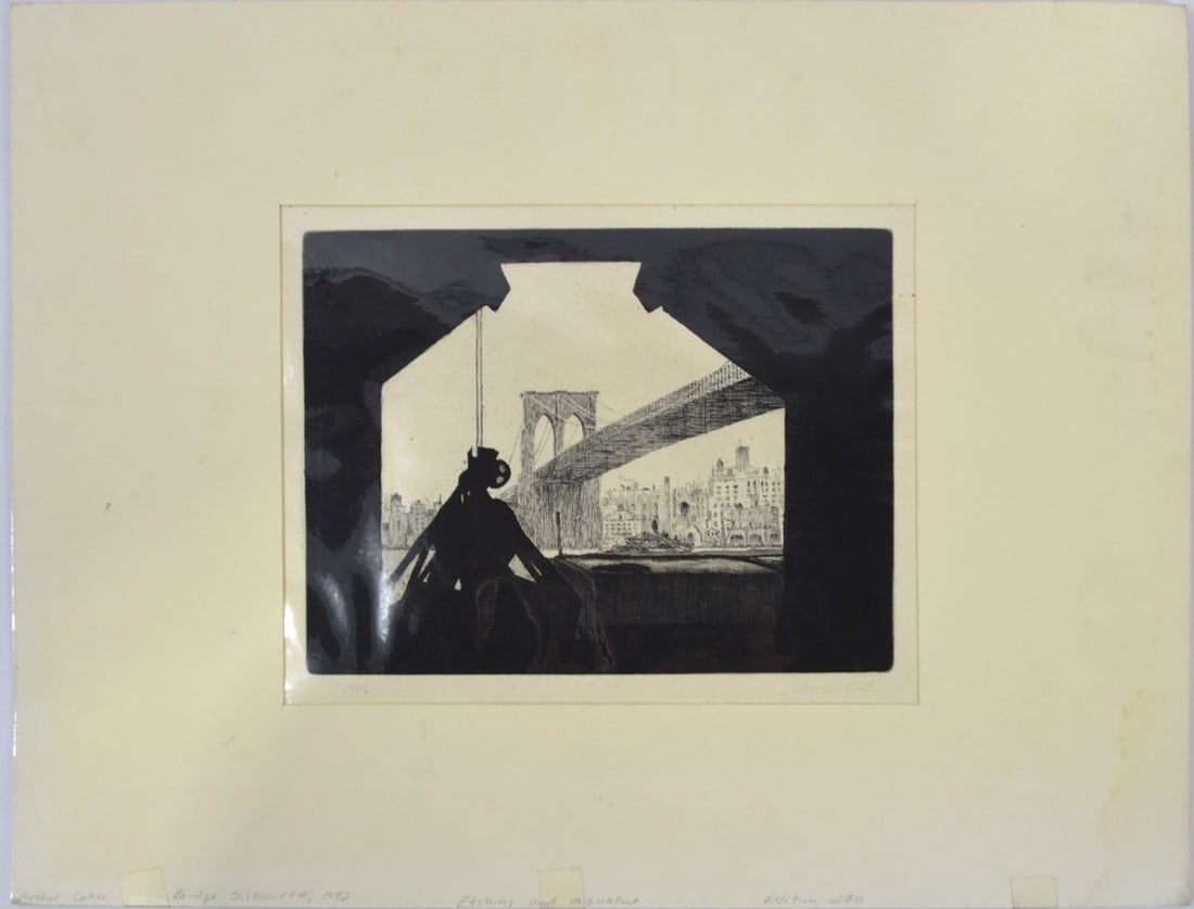 MAX COHEN NYC BROOKLYN BRIDGE ETCHING SIGNED - 2