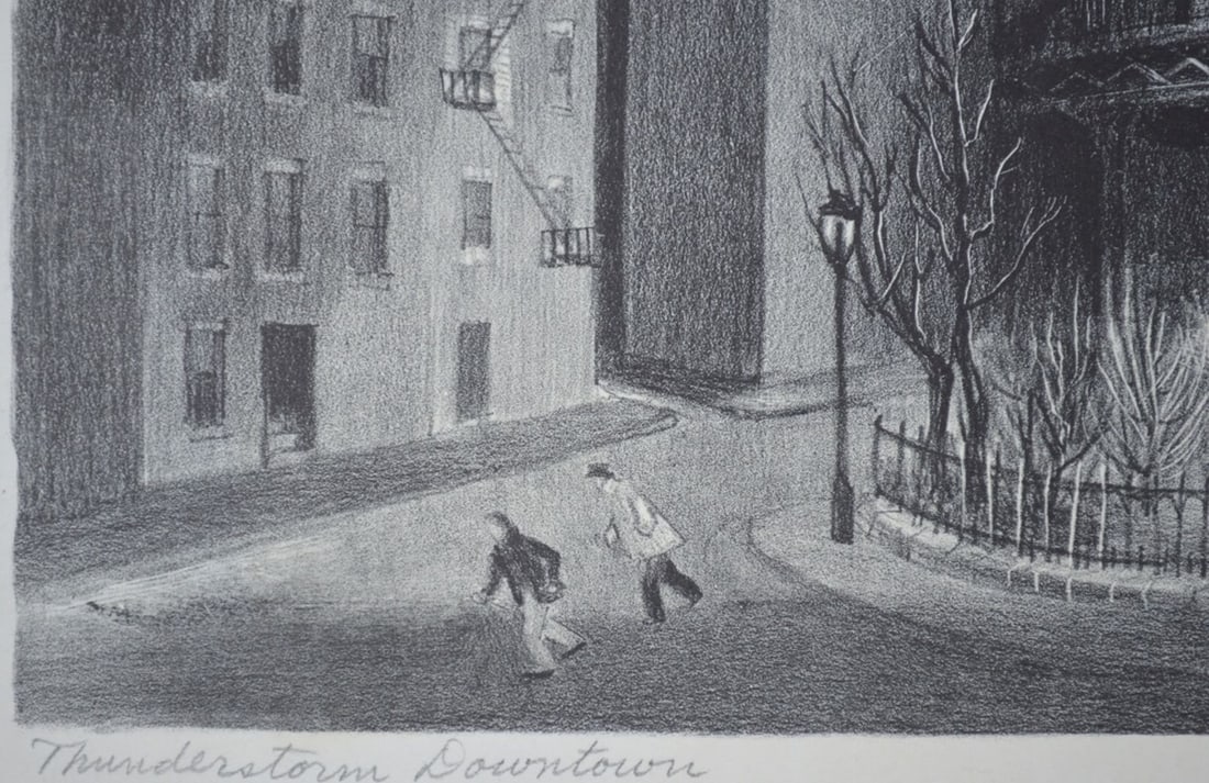 NYC CITYSCAPE ETCHING SIGNED LAFFERTY - 5