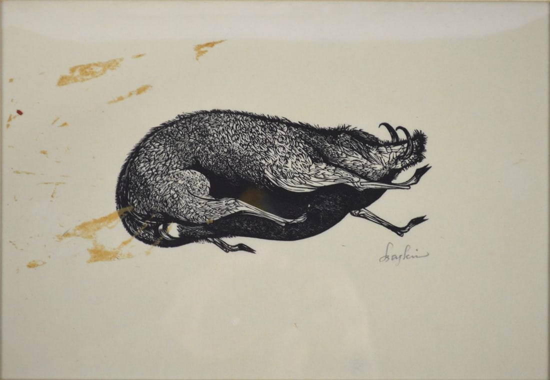 LEANARD BASKIN BOAR PRINT SIGNED KENNEDY GALLERY - 3