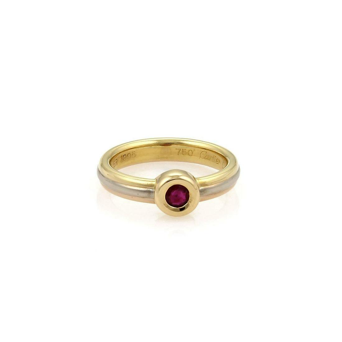Cartier 18k Tri-Color Gold  & Ruby 3 Wire Design Band (1 of 5)