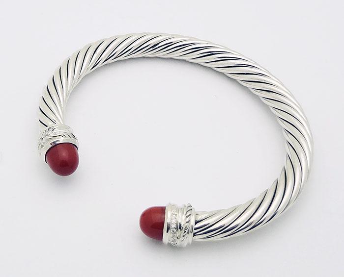 David Yurman 7mm Carnelian Diamond Sterling Cable: David Yurman 7mm Carnelian & Diamond Cable Crossover Cuff Bracelet in Sterling SilverCircumference: 6-3/4” Appx: 0.013 TCW Diamonds Retail: $1,300 @ DY