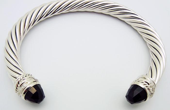 David Yurman 7 MM Cable Bracelet Black Onyx Damond (1 of 6)