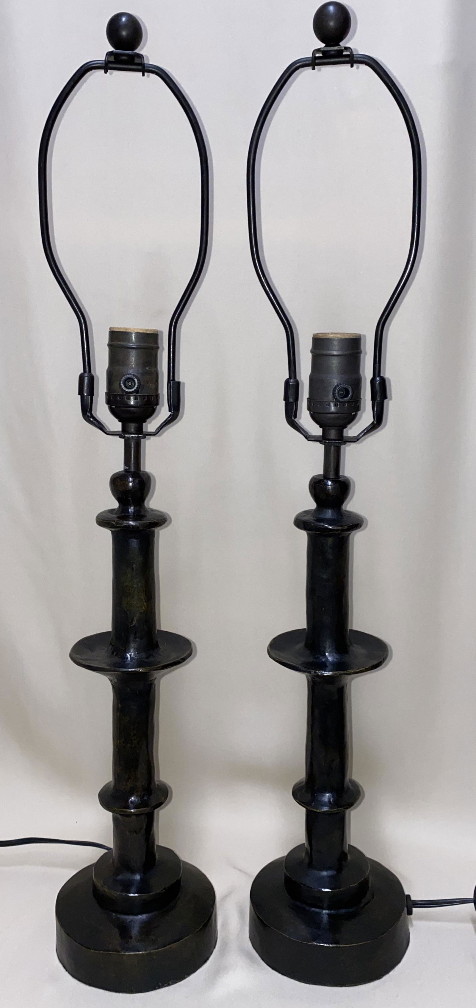 SWISS BRONZE DIEGO GIACOMETTI PAIR LAMPS (1 of 4)