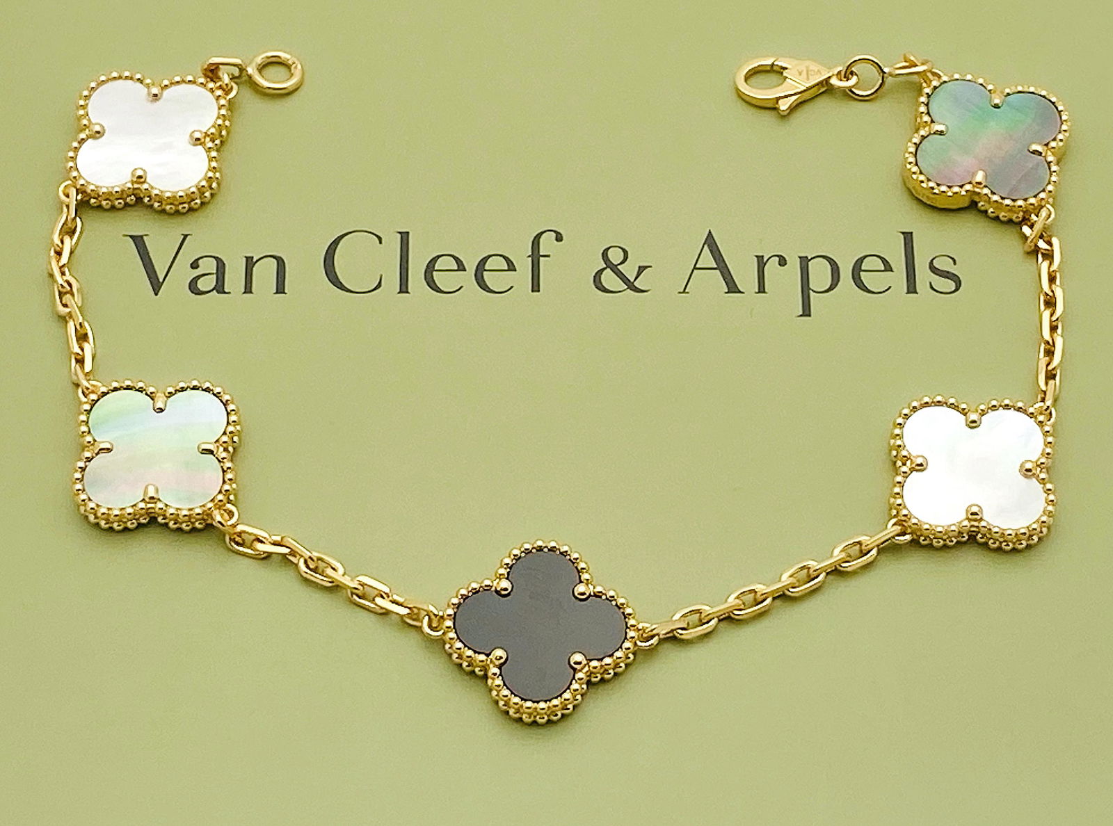 VAN CLEEF & ARPELS 18K ALHAMBRA STONE BRACELET (1 of 5)