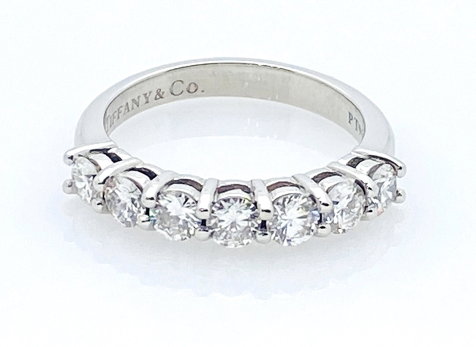 Tiffany & Co 950 Platinum Diamond Band Ring Size 6.5: Tiffany & Co 950 Platinum With Approx. 1.05 TCW Diamonds Band Ring Size 6.5 weight 6 grams