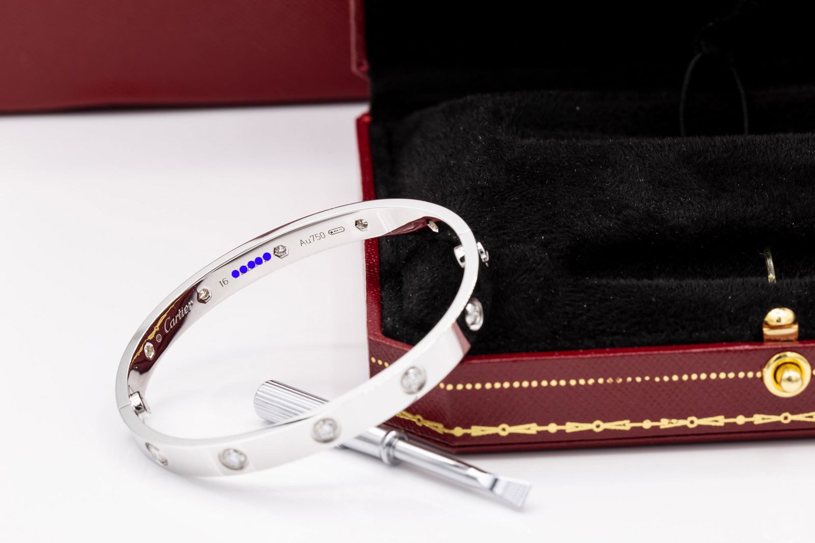 Cartier 18K White Gold 10 diamond love bracelet (1 of 3)