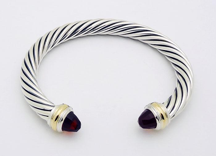 David Yurman Garnet 14K Gold 7mm Cable Classic Bracelet (1 of 5)