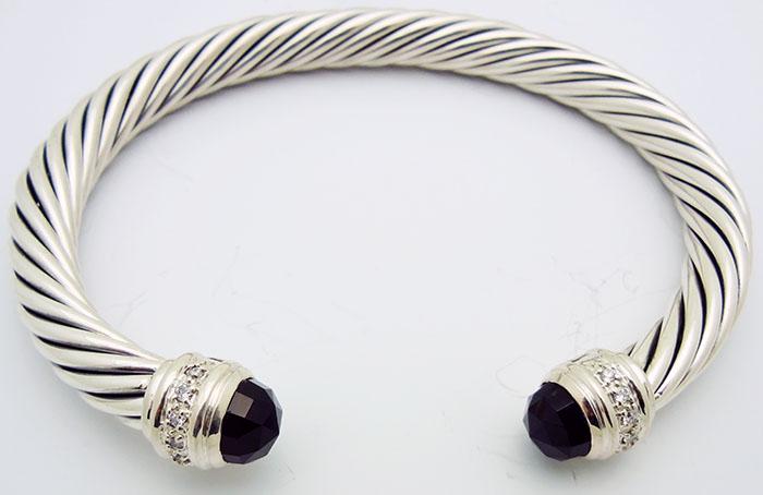 David Yurman 7 MM Black Onyx Diamond Cable Bracelet (1 of 6)